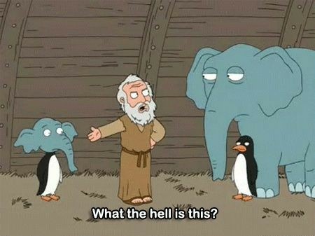 family guy what the hell is this elephant and penguin on right penguin w elephant head on left
