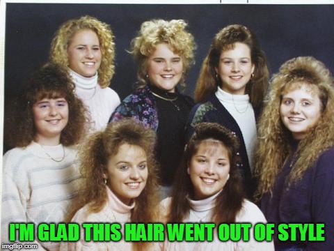Big hair | I'M GLAD THIS HAIR WENT OUT OF STYLE | image tagged in big hair | made w/ Imgflip meme maker