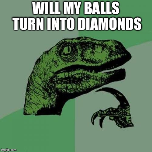 Philosoraptor Meme | WILL MY BALLS TURN INTO DIAMONDS | image tagged in memes,philosoraptor | made w/ Imgflip meme maker