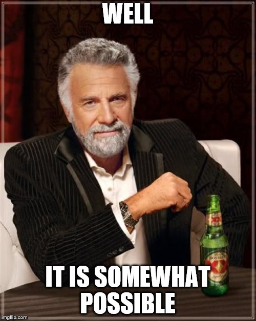 The Most Interesting Man In The World Meme | WELL IT IS SOMEWHAT POSSIBLE | image tagged in memes,the most interesting man in the world | made w/ Imgflip meme maker