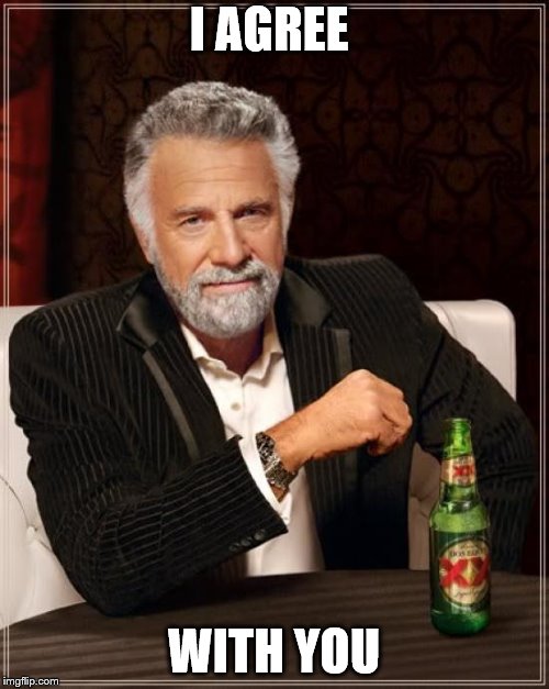 The Most Interesting Man In The World Meme | I AGREE WITH YOU | image tagged in memes,the most interesting man in the world | made w/ Imgflip meme maker