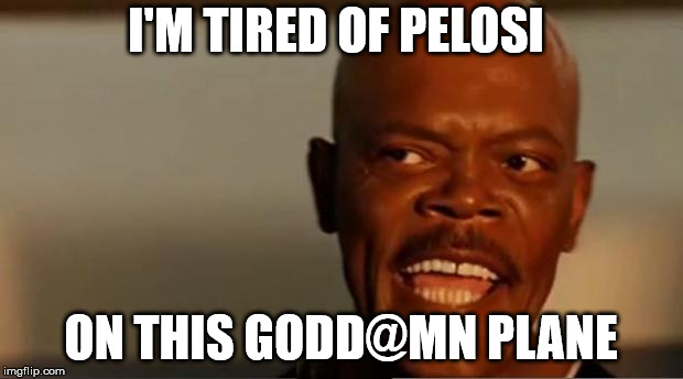 Snakes on the Plane Samuel L Jackson | I'M TIRED OF PELOSI; ON THIS GODD@MN PLANE | image tagged in snakes on the plane samuel l jackson | made w/ Imgflip meme maker