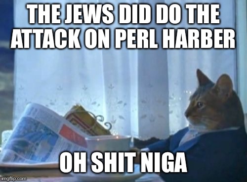 I Should Buy A Boat Cat Meme | THE JEWS DID DO THE ATTACK ON PERL HARBER; OH SHIT NIGA | image tagged in memes,i should buy a boat cat | made w/ Imgflip meme maker