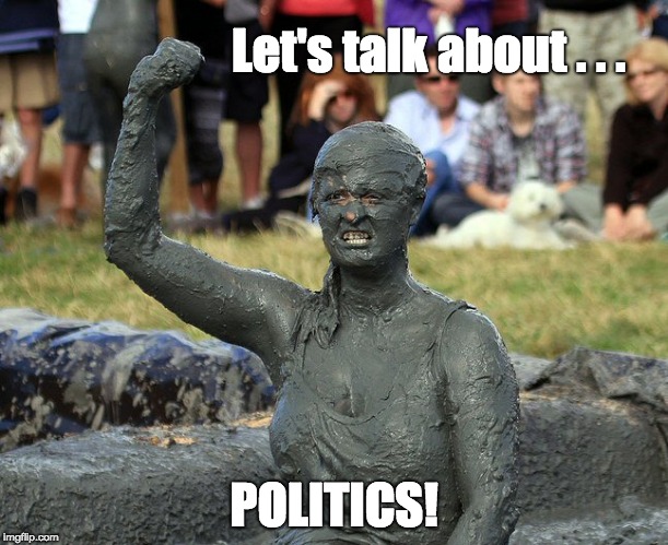 Let's talk about POLITICS! | Let's talk about . . . POLITICS! | image tagged in mud wrestling | made w/ Imgflip meme maker