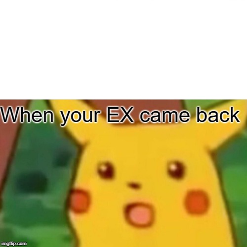 Surprised Pikachu Meme | When your EX came back | image tagged in memes,surprised pikachu | made w/ Imgflip meme maker