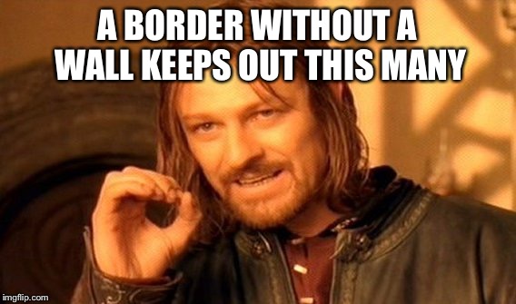 One Does Not Simply | A BORDER WITHOUT A WALL KEEPS OUT THIS MANY | image tagged in memes,one does not simply | made w/ Imgflip meme maker