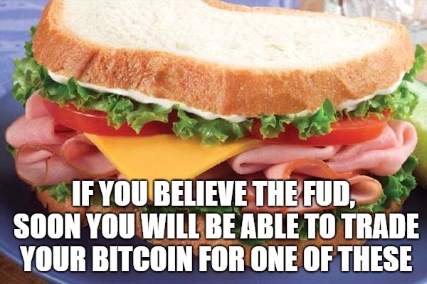 Ham Sandwich | IF YOU BELIEVE THE FUD, SOON YOU WILL BE ABLE TO TRADE YOUR BITCOIN FOR ONE OF THESE | image tagged in sandwich,bitcoin,hodl,btc,fud | made w/ Imgflip meme maker