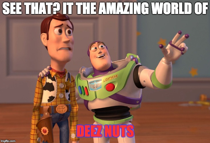 X, X Everywhere | SEE THAT? IT THE AMAZING WORLD OF; DEEZ NUTS | image tagged in memes,x x everywhere | made w/ Imgflip meme maker