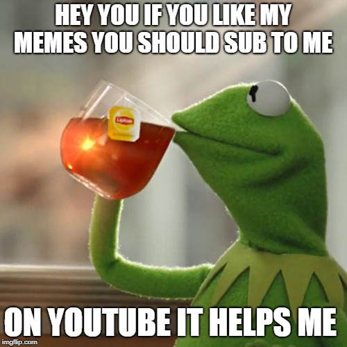 But That's None Of My Business Meme | HEY YOU IF YOU LIKE MY MEMES YOU SHOULD SUB TO ME; ON YOUTUBE IT HELPS ME | image tagged in memes,but thats none of my business,kermit the frog | made w/ Imgflip meme maker