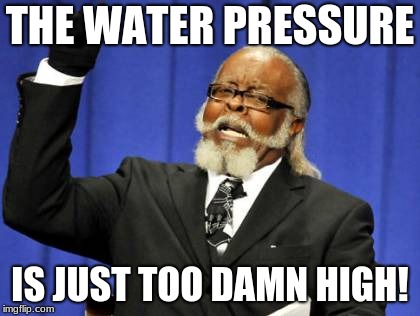 Too Damn High | THE WATER PRESSURE; IS JUST TOO DAMN HIGH! | image tagged in memes,too damn high | made w/ Imgflip meme maker