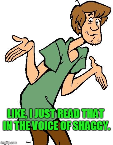 Shaggy from Scooby Doo | LIKE, I JUST READ THAT IN THE VOICE OF SHAGGY. | image tagged in shaggy from scooby doo | made w/ Imgflip meme maker