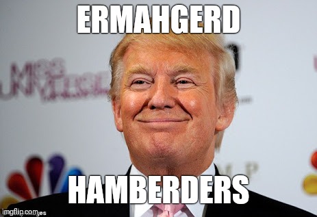 hamberders | ERMAHGERD; HAMBERDERS | image tagged in donald trump approves,ermahgerd,trump,twitter | made w/ Imgflip meme maker