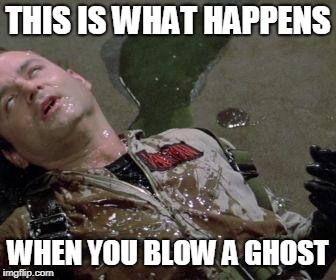 Ghostbusters Slimed | THIS IS WHAT HAPPENS; WHEN YOU BLOW A GHOST | image tagged in ghostbusters slimed | made w/ Imgflip meme maker