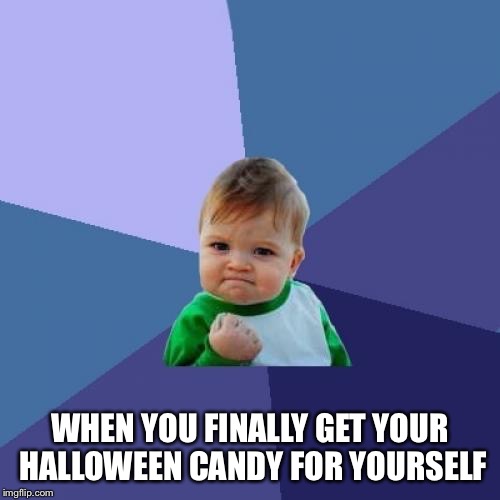 Success Kid Meme | WHEN YOU FINALLY GET YOUR HALLOWEEN CANDY FOR YOURSELF | image tagged in memes,success kid | made w/ Imgflip meme maker