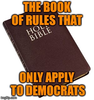 Holy Bible | THE BOOK OF RULES THAT; ONLY APPLY TO DEMOCRATS | image tagged in holy bible | made w/ Imgflip meme maker