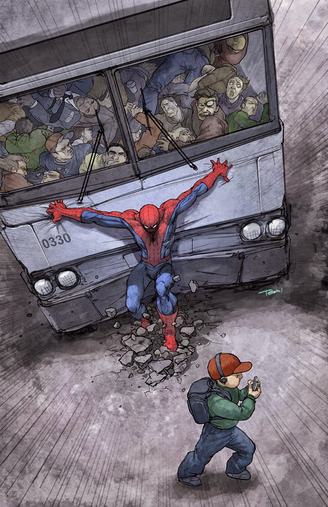 High Quality Spidey Stopping Bus Blank Meme Template