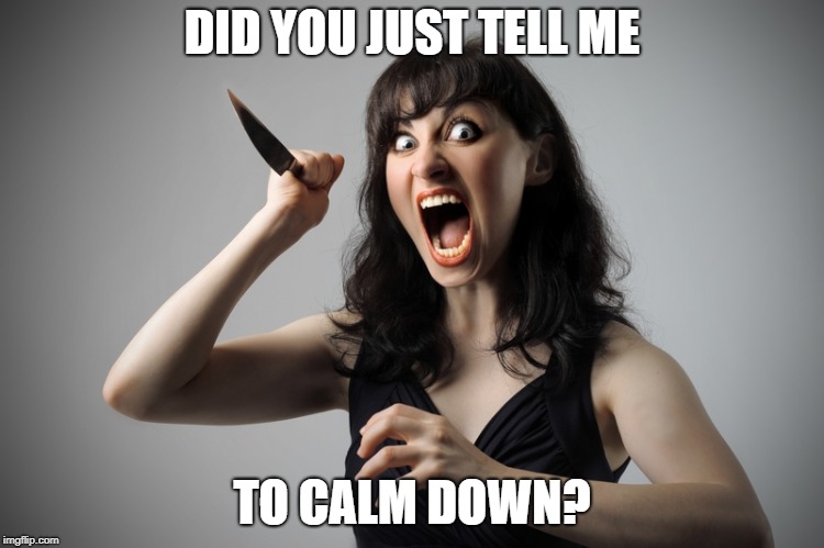 Angry woman | DID YOU JUST TELL ME TO CALM DOWN? | image tagged in angry woman | made w/ Imgflip meme maker