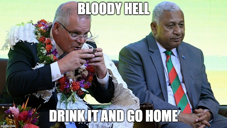 Aussie prime minister being an idot  | BLOODY HELL; DRINK IT AND GO HOME | image tagged in idiot | made w/ Imgflip meme maker