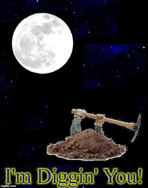 If UR Diggin' Me & I'm Diggin' U, it means we're Diggin' each other | I'm Diggin' You! | image tagged in vince vance,digging a hole,full moon,pick ax,there's a moon out tonight,to dig means to like | made w/ Imgflip meme maker