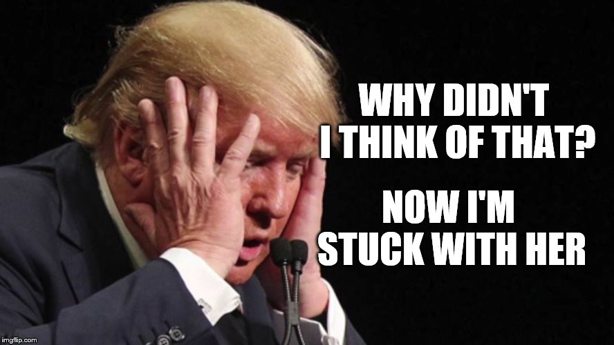 Trump OMG | WHY DIDN'T I THINK OF THAT? NOW I'M STUCK WITH HER | image tagged in trump omg | made w/ Imgflip meme maker