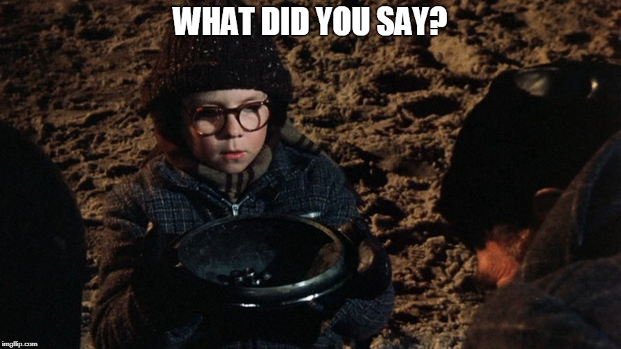 A Christmas Story Fudge | WHAT DID YOU SAY? | image tagged in a christmas story fudge | made w/ Imgflip meme maker