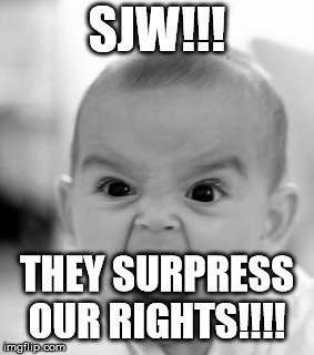 Angry Baby Meme | SJW!!! THEY SURPRESS OUR RIGHTS!!!! | image tagged in memes,angry baby | made w/ Imgflip meme maker