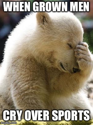 Facepalm Bear Meme | WHEN GROWN MEN; CRY OVER SPORTS | image tagged in memes,facepalm bear | made w/ Imgflip meme maker