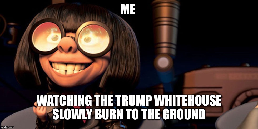 Edna Mode 1000 Degrees! | ME; WATCHING THE TRUMP WHITEHOUSE SLOWLY BURN TO THE GROUND | image tagged in edna mode 1000 degrees | made w/ Imgflip meme maker