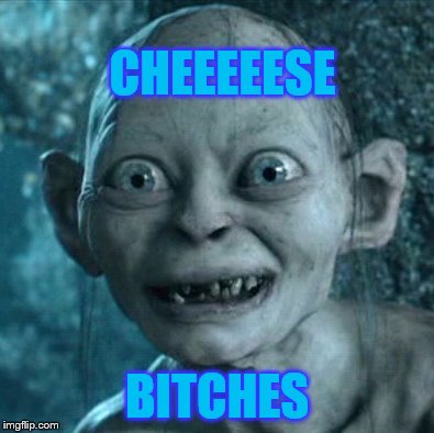 Gollum Meme | CHEEEEESE; BITCHES | image tagged in memes,gollum | made w/ Imgflip meme maker