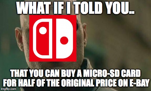 Matrix Morpheus Meme | WHAT IF I TOLD YOU.. THAT YOU CAN BUY A MICRO-SD CARD FOR HALF OF THE ORIGINAL PRICE ON E-BAY | image tagged in memes,matrix morpheus | made w/ Imgflip meme maker