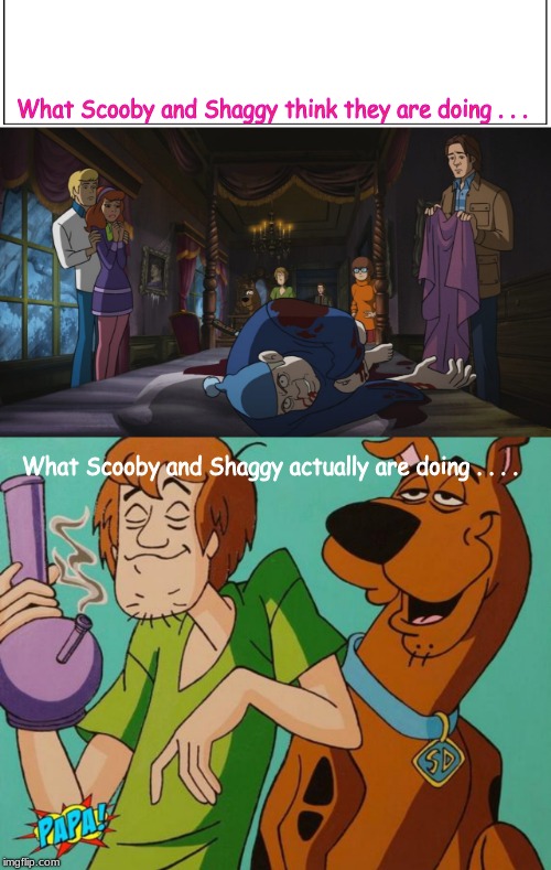 The giveaway is that there are actually girls hanging out with them. | What Scooby and Shaggy think they are doing . . . What Scooby and Shaggy actually are doing . . . . | image tagged in scooby doo,shaggy,memes | made w/ Imgflip meme maker