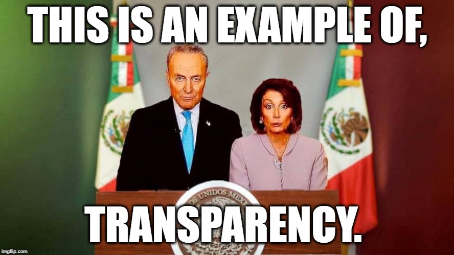 Facts: Mexican Gang Members. | THIS IS AN EXAMPLE OF, TRANSPARENCY. | image tagged in nancy pelosi,chuck schumer,chuck schumer crying,nancy pelosi is crazy,mexican gang members | made w/ Imgflip meme maker