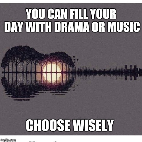 Natures Guitar | YOU CAN FILL YOUR DAY WITH DRAMA OR MUSIC; CHOOSE WISELY | image tagged in natures guitar,music,be happy,choose wisely | made w/ Imgflip meme maker