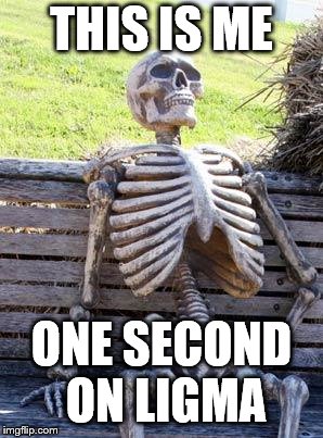 Waiting Skeleton Meme | THIS IS ME; ONE SECOND ON LIGMA | image tagged in memes,waiting skeleton | made w/ Imgflip meme maker