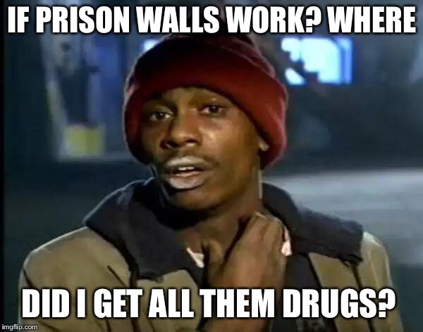Y'all Got Any More Of That | IF PRISON WALLS WORK? WHERE; DID I GET ALL THEM DRUGS? | image tagged in memes,y'all got any more of that | made w/ Imgflip meme maker