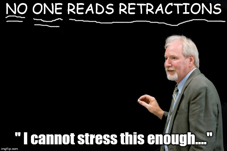 CNN/BuzzFeed School Day 2 | NO ONE READS RETRACTIONS; " I cannot stress this enough...." | image tagged in blackboard,cnn fake news,fake news | made w/ Imgflip meme maker