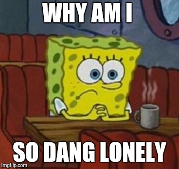 Lonely Spongebob | WHY AM I; SO DANG LONELY | image tagged in lonely spongebob | made w/ Imgflip meme maker
