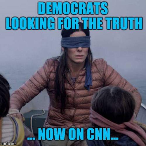 Bird Box | DEMOCRATS LOOKING FOR THE TRUTH; ... NOW ON CNN... | image tagged in birdbox | made w/ Imgflip meme maker