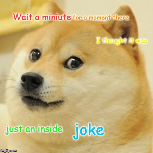 Doge Meme | Wait a miniute; for a moment there; I thought it was; joke; just an inside | image tagged in memes,doge | made w/ Imgflip meme maker