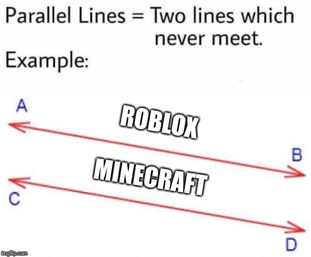 Parallel Lines | ROBLOX; MINECRAFT | image tagged in parallel lines,memes,gaming,roblox,minecraft | made w/ Imgflip meme maker