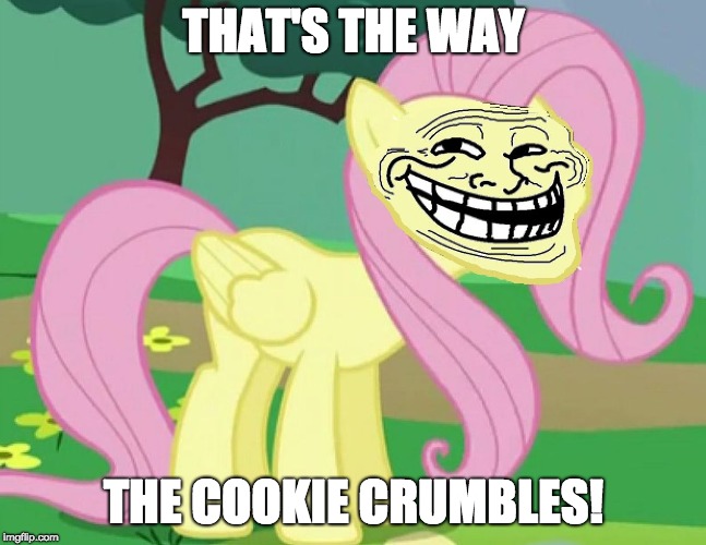 Fluttertroll | THAT'S THE WAY THE COOKIE CRUMBLES! | image tagged in fluttertroll | made w/ Imgflip meme maker