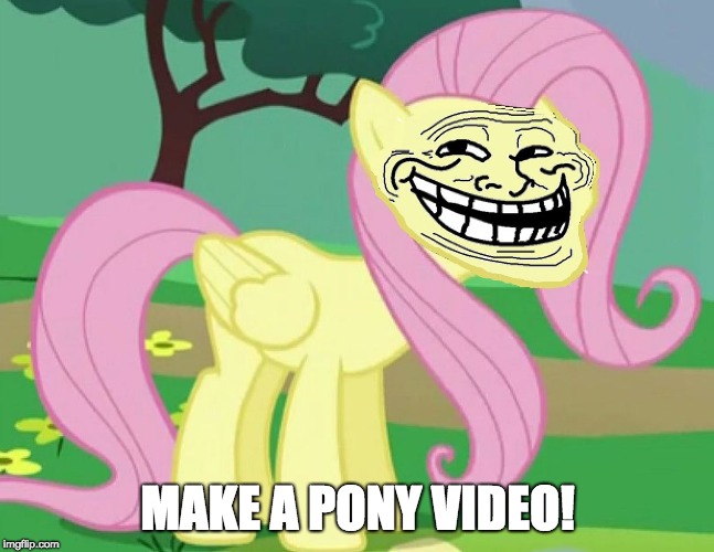 Fluttertroll | MAKE A PONY VIDEO! | image tagged in fluttertroll | made w/ Imgflip meme maker