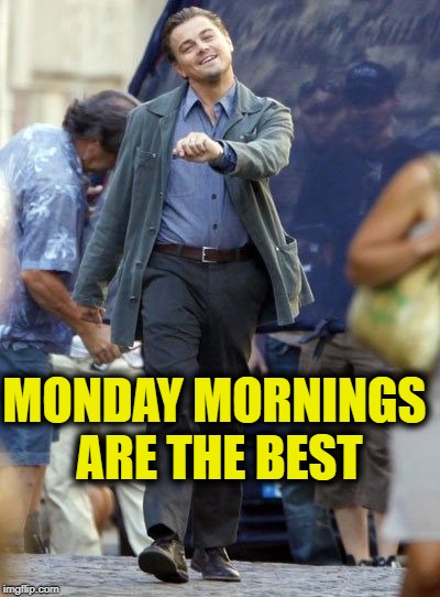 Strutting Leo | MONDAY MORNINGS ARE THE BEST | image tagged in strutting leo | made w/ Imgflip meme maker