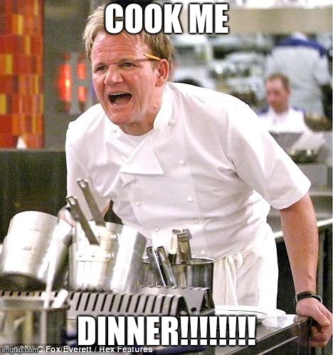 Chef Gordon Ramsay | COOK ME; DINNER!!!!!!!! | image tagged in memes,chef gordon ramsay | made w/ Imgflip meme maker