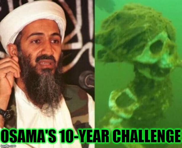 He's lost so much weight! | OSAMA'S 10-YEAR CHALLENGE | image tagged in osama bin laden,ten-year challenge | made w/ Imgflip meme maker