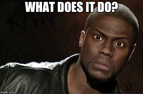 Kevin Hart Meme | WHAT DOES IT DO? | image tagged in memes,kevin hart | made w/ Imgflip meme maker