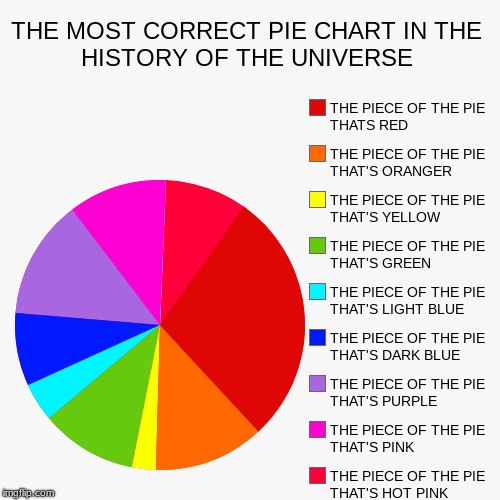 THE MOST CORRECT PIE CHART IN THE HISTORY OF THE UNIVERSE | THE PIECE OF THE PIE THAT'S HOT PINK, THE PIECE OF THE PIE THAT'S PINK, THE PIEC | image tagged in funny,pie charts | made w/ Imgflip chart maker