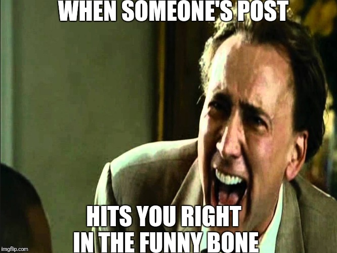 WHEN SOMEONE'S POST; HITS YOU RIGHT IN THE FUNNY BONE | image tagged in funny | made w/ Imgflip meme maker