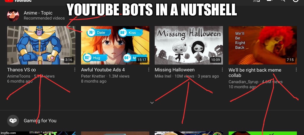 Wait a minute  | YOUTUBE BOTS IN A NUTSHELL | image tagged in weird | made w/ Imgflip meme maker