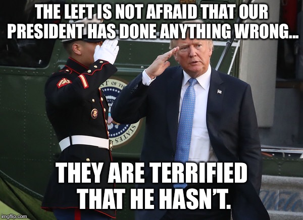 “Keep investigating until you find something...anything at all.” | THE LEFT IS NOT AFRAID THAT OUR PRESIDENT HAS DONE ANYTHING WRONG... THEY ARE TERRIFIED THAT HE HASN’T. | image tagged in maga | made w/ Imgflip meme maker